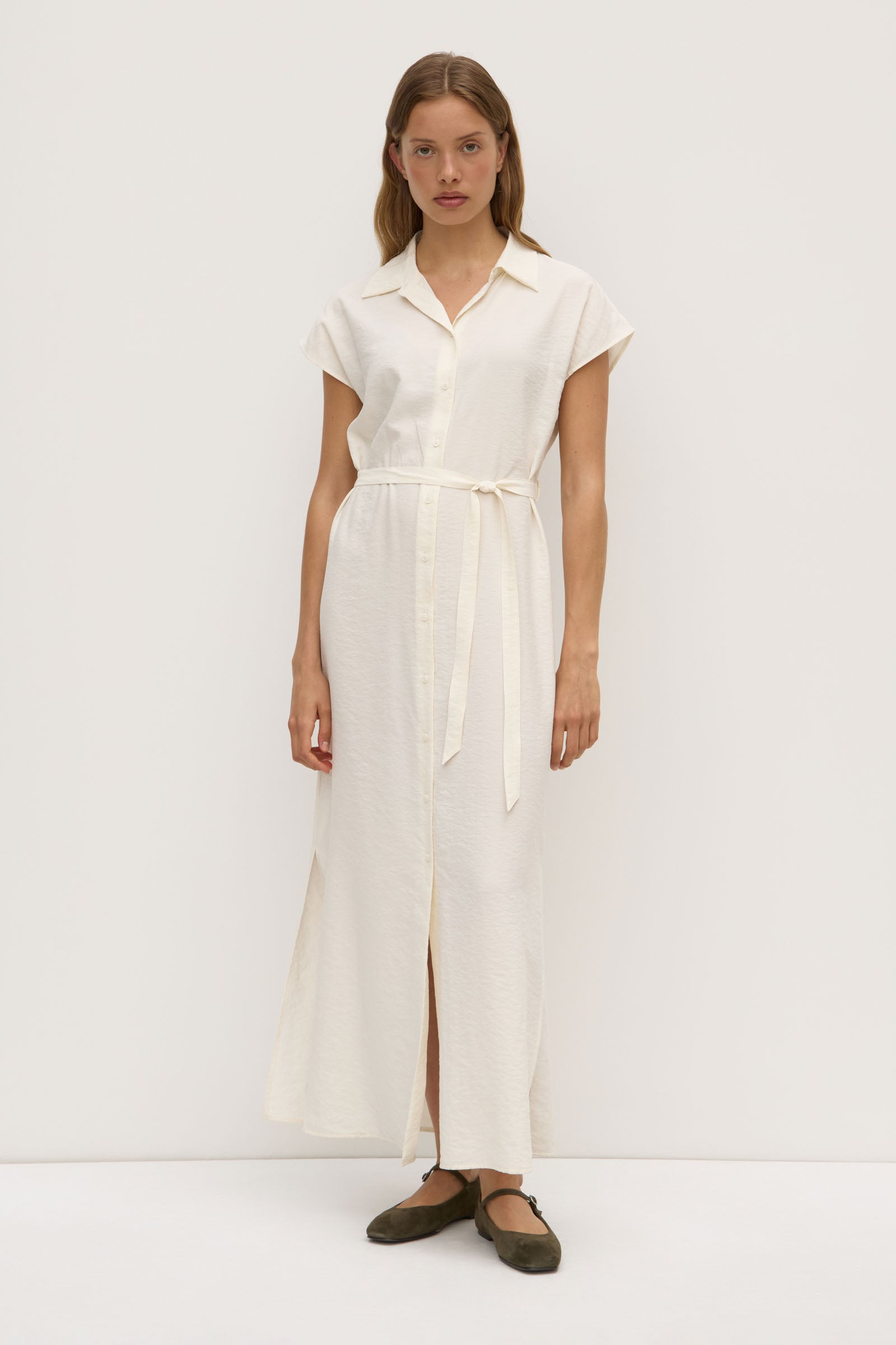 Heather Silk Maxi Shirt Dress