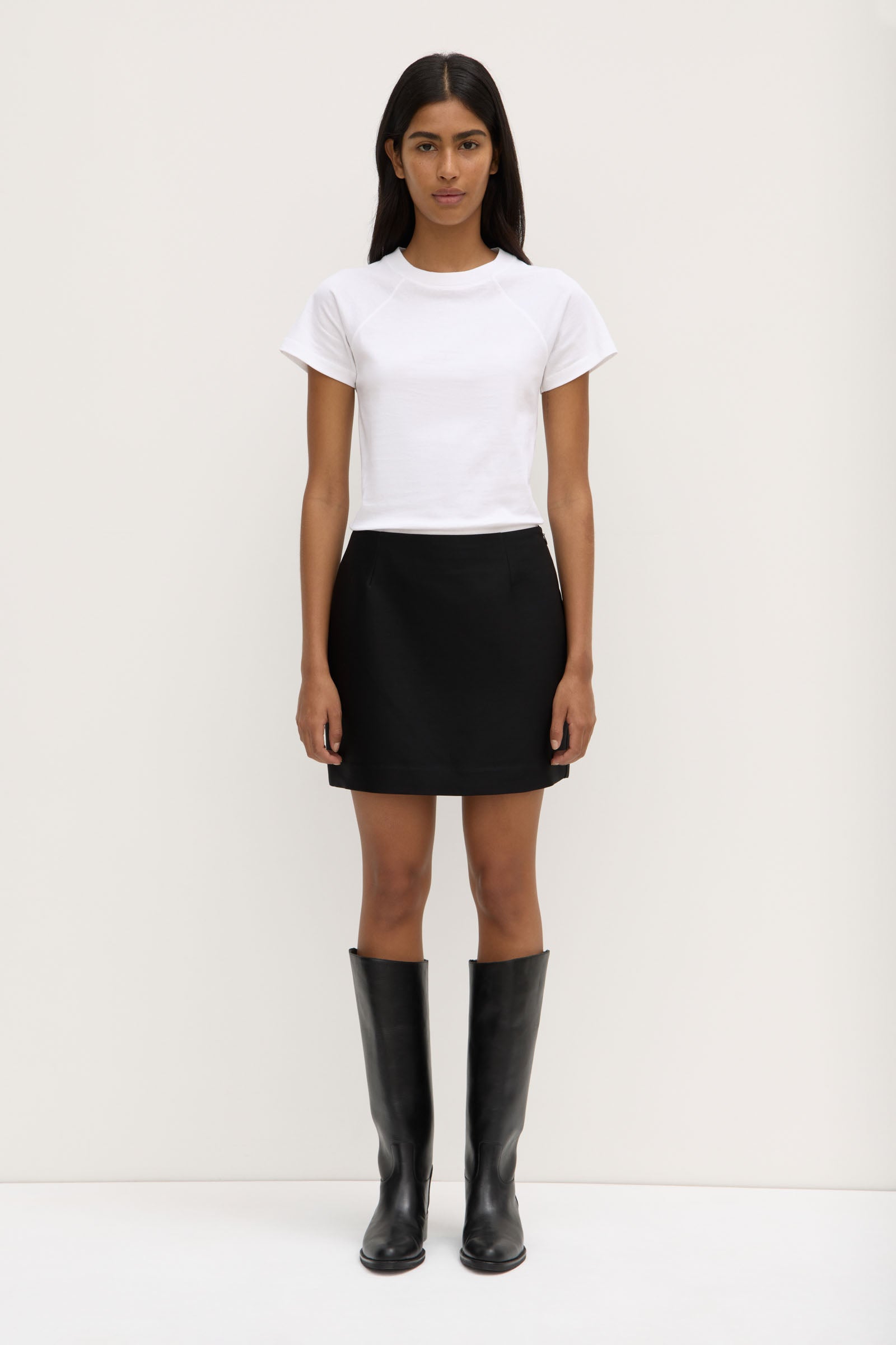 Moss Wool Silk Mini Skirt