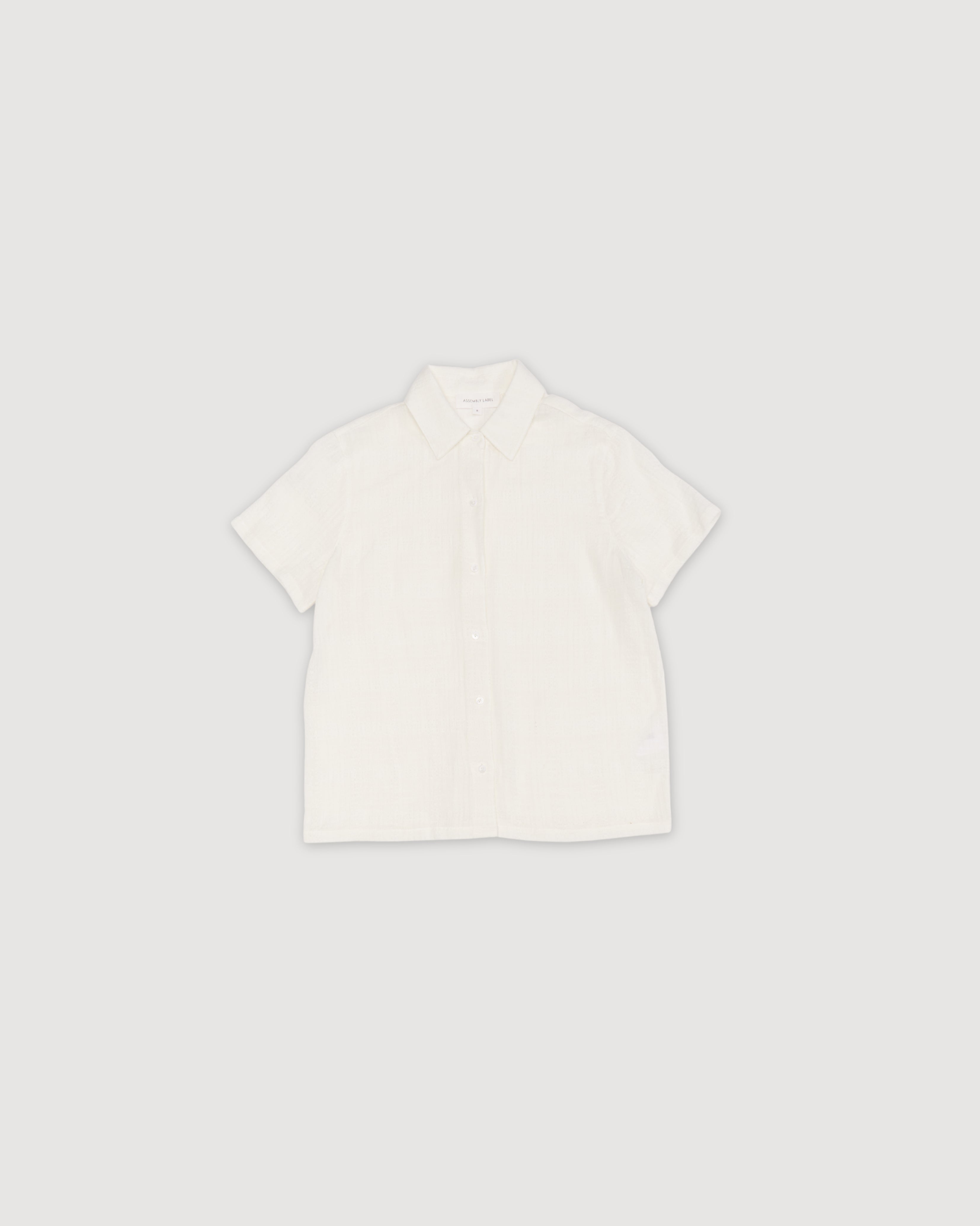 Re-Worn Womens Linen Blend Textured Short Sleeve Shirt