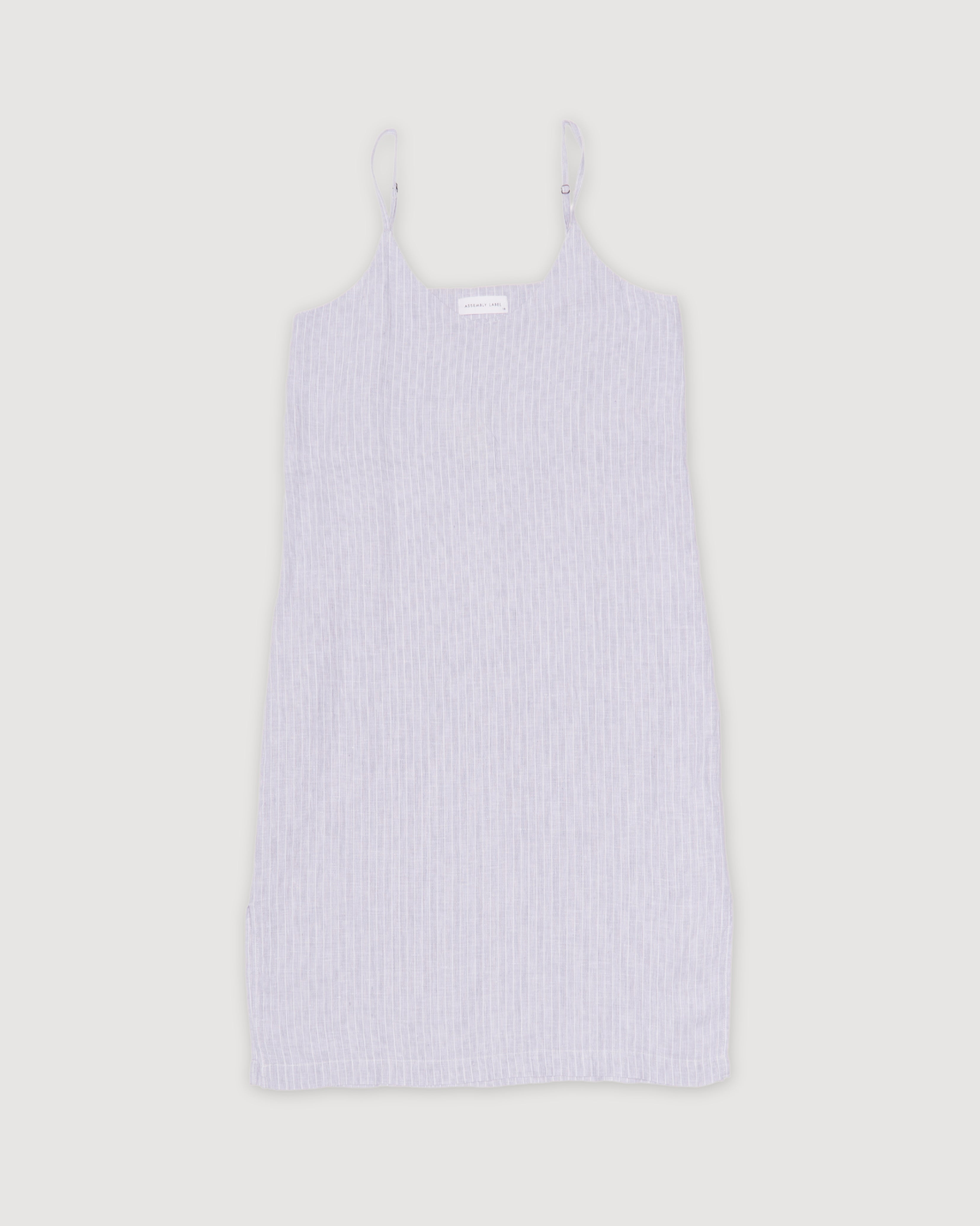 Re-Worn Womens Linen Stripe Slip Dress