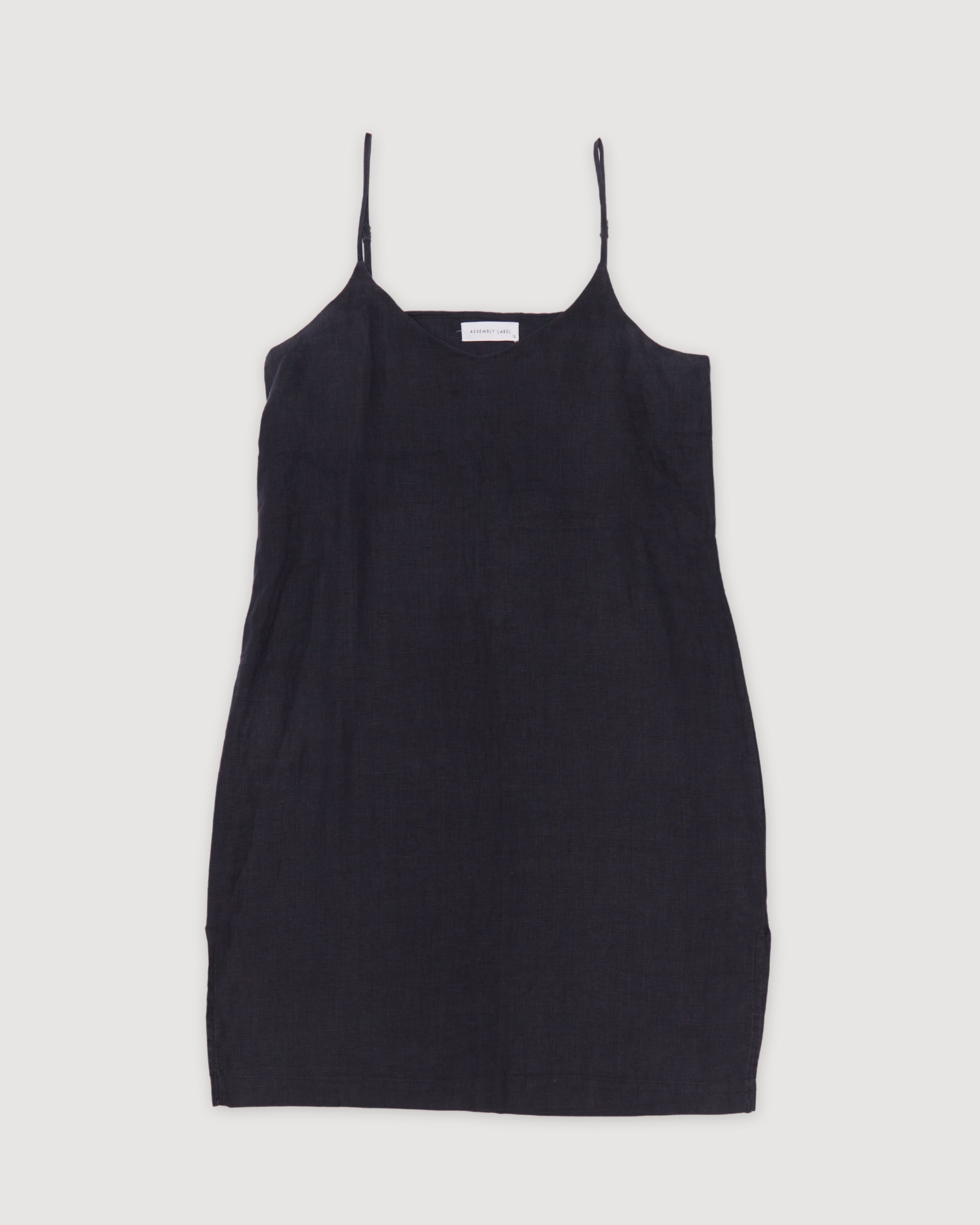 Re-Worn Womens Linen Textured Slip Dress