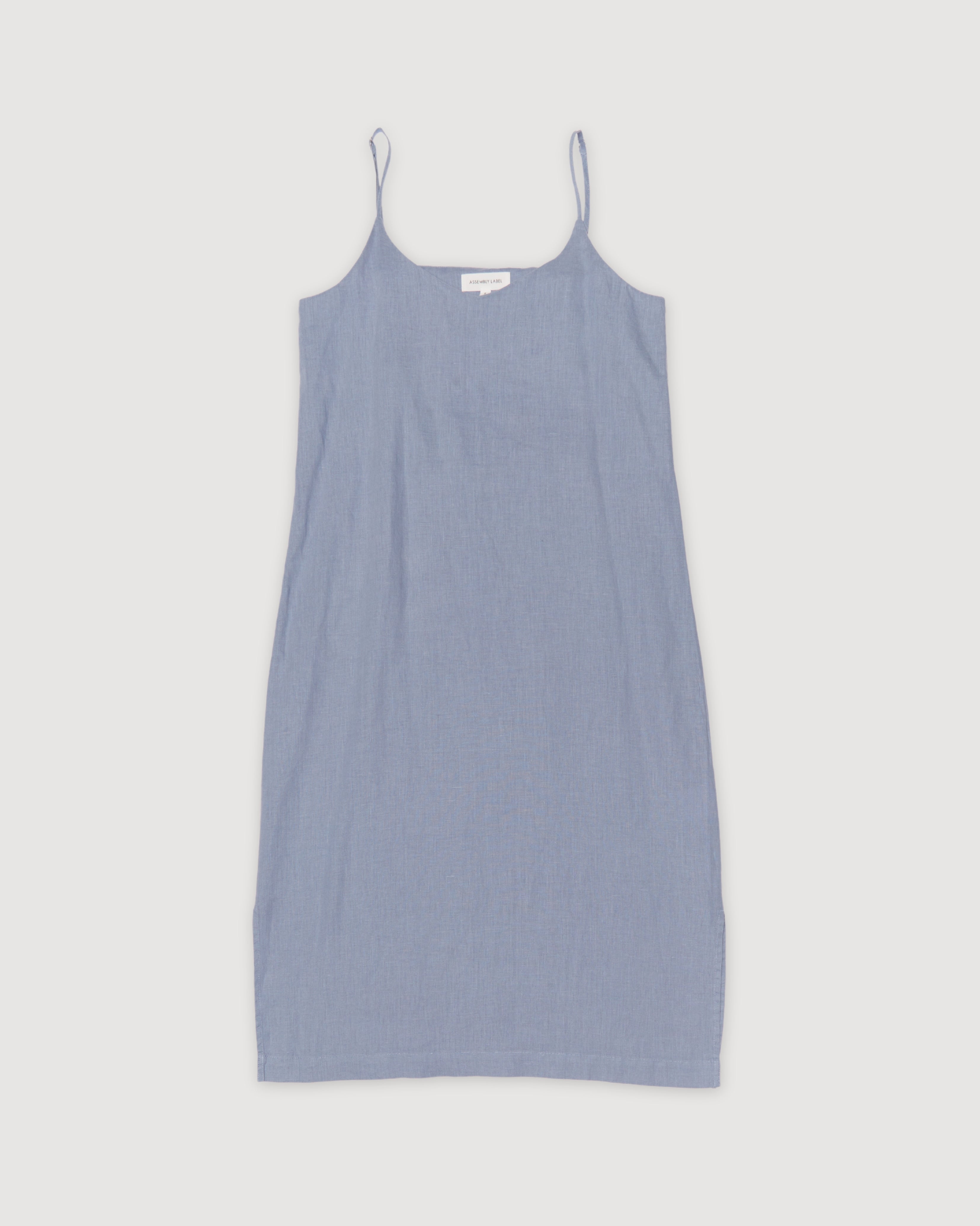 Re-Worn Womens Linen Textured Slip Dress