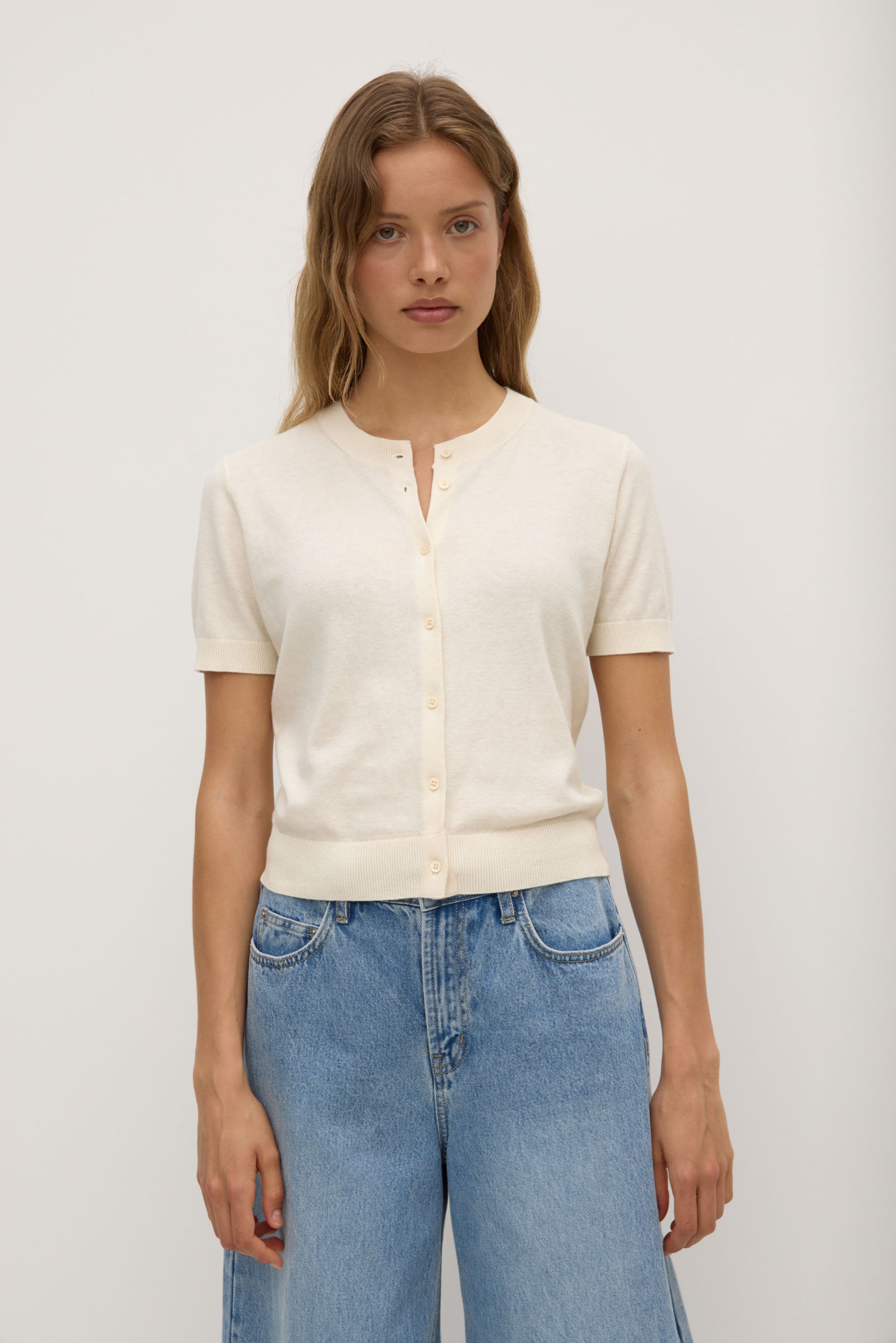 Semra Cotton Cashmere Short Sleeve Cardigan