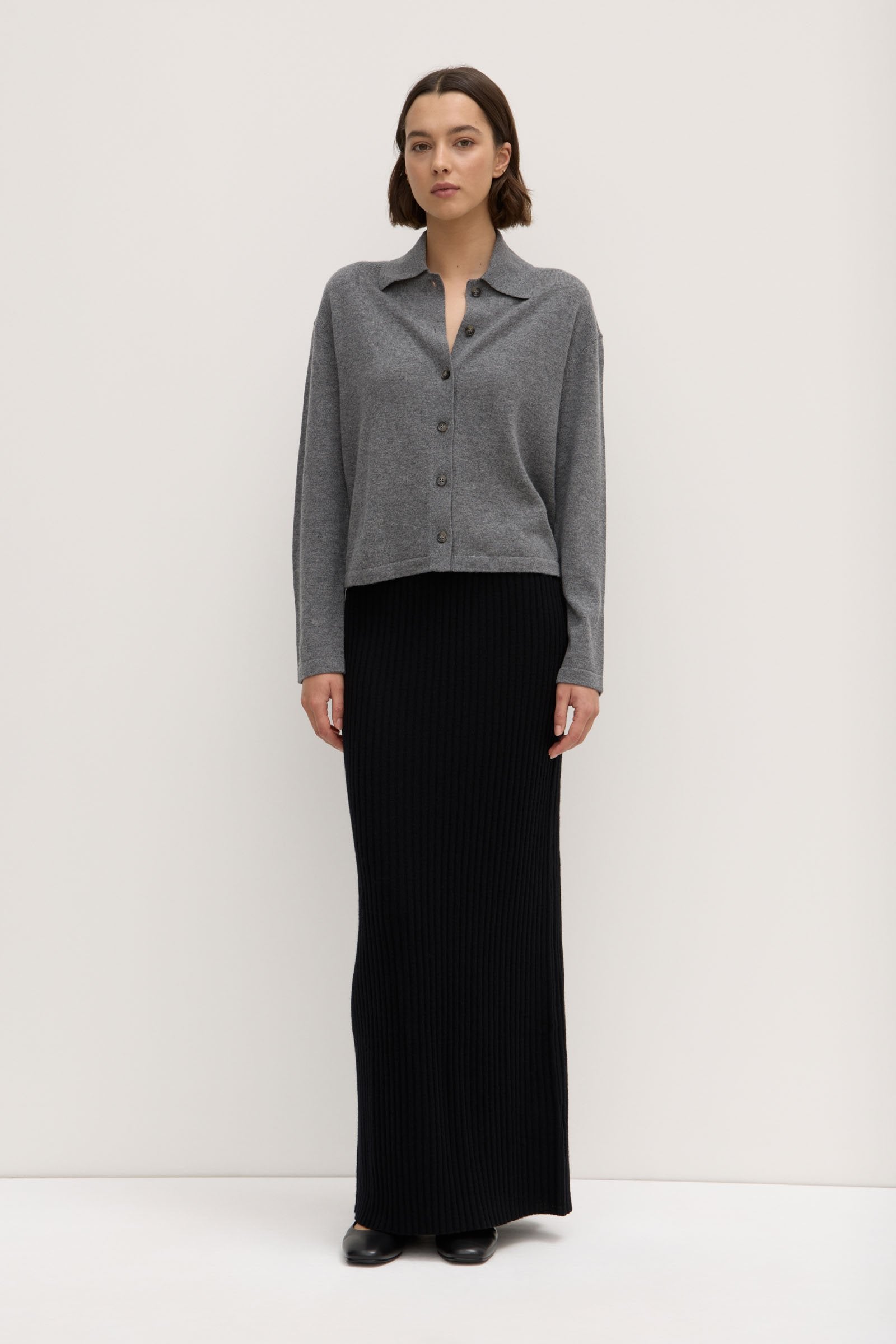 Wool Cashmere Rib Maxi Skirt